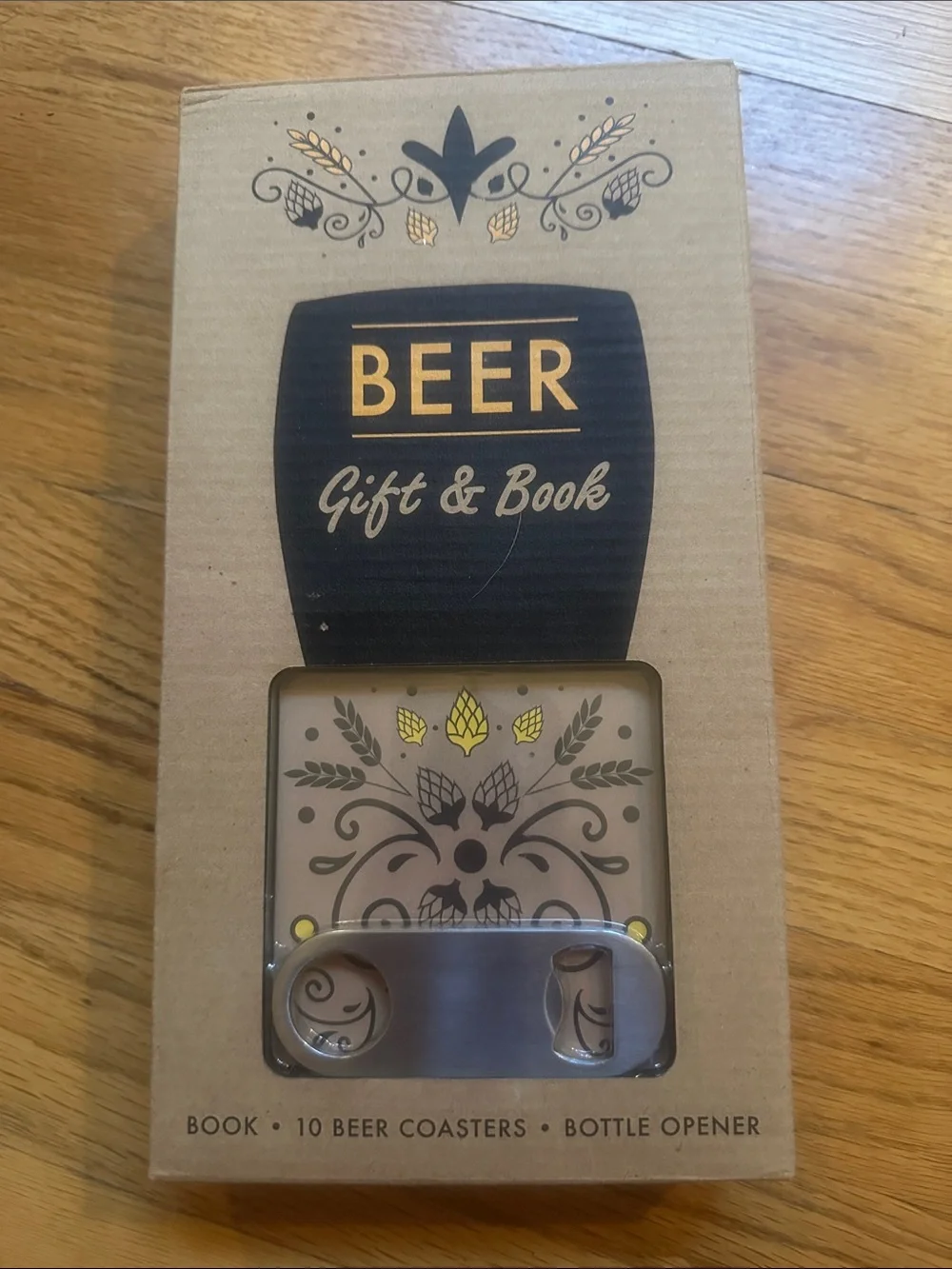 Beer Gift & Book Set - Brown Coasters with Integrated Bottle Opener